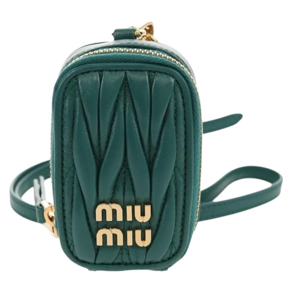 Miu Miu Matelasse Leather Pouch Green